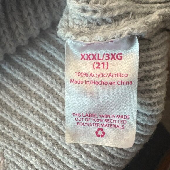 Distressed Gray Heart Knit Sweater V-Neck No Boundaries Womesns Size XXXL/3XG - Picture 6 of 11